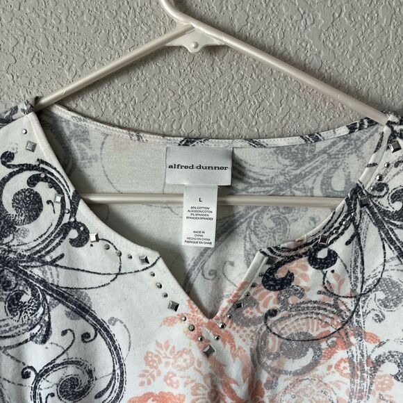 Y2K studded goth Floral paisley Print Women's Top L cotton blend - Picture 2 of 4